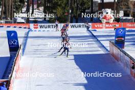 17.12.2023, Lenzerheide, Switzerland (SUI): Juni Arnekleiv (NOR), Sophie Chauveau (FRA), Justine Braisaz-Bouchet (FRA), (l-r) - IBU World Cup Biathlon, mass women, Lenzerheide (SUI). www.nordicfocus.com. © Manzoni/NordicFocus. Every downloaded picture is fee-liable.
