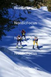 17.12.2023, Lenzerheide, Switzerland (SUI): Lou Jeanmonnot (FRA), Lisa Vittozzi (ITA), Mona Brorsson (SWE), (l-r) - IBU World Cup Biathlon, mass women, Lenzerheide (SUI). www.nordicfocus.com. © Manzoni/NordicFocus. Every downloaded picture is fee-liable.