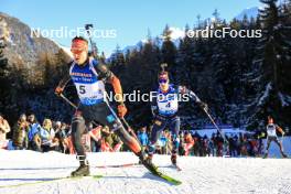 16.12.2023, Lenzerheide, Switzerland (SUI): Philipp Horn (GER), Sturla Holm Laegreid (NOR), (l-r) - IBU World Cup Biathlon, pursuit men, Lenzerheide (SUI). www.nordicfocus.com. © Manzoni/NordicFocus. Every downloaded picture is fee-liable.