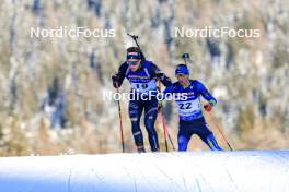 16.12.2023, Lenzerheide, Switzerland (SUI): Didier Bionaz (ITA), Dmytro Pidruchnyi (UKR), (l-r) - IBU World Cup Biathlon, pursuit men, Lenzerheide (SUI). www.nordicfocus.com. © Manzoni/NordicFocus. Every downloaded picture is fee-liable.