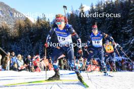 16.12.2023, Lenzerheide, Switzerland (SUI): Johannes Dale-Skjevdal (NOR), Vetle Sjaastad Christiansen (NOR), (l-r) - IBU World Cup Biathlon, pursuit men, Lenzerheide (SUI). www.nordicfocus.com. © Manzoni/NordicFocus. Every downloaded picture is fee-liable.