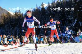 16.12.2023, Lenzerheide, Switzerland (SUI): Timofei Lapshin (KOR), Jan Gunka (POL), (l-r) - IBU World Cup Biathlon, pursuit men, Lenzerheide (SUI). www.nordicfocus.com. © Manzoni/NordicFocus. Every downloaded picture is fee-liable.