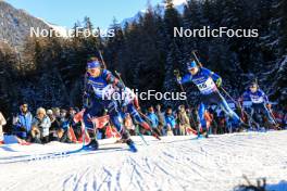 16.12.2023, Lenzerheide, Switzerland (SUI): Antonin Guigonnat (FRA), Taras Lesiuk (UKR), (l-r) - IBU World Cup Biathlon, pursuit men, Lenzerheide (SUI). www.nordicfocus.com. © Manzoni/NordicFocus. Every downloaded picture is fee-liable.