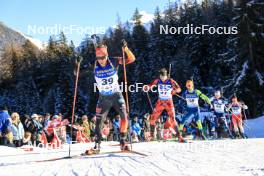 16.12.2023, Lenzerheide, Switzerland (SUI): David Zobel (GER), Maksim Makarov (MDA), Jakov Fak (SLO), (l-r) - IBU World Cup Biathlon, pursuit men, Lenzerheide (SUI). www.nordicfocus.com. © Manzoni/NordicFocus. Every downloaded picture is fee-liable.