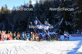 16.12.2023, Lenzerheide, Switzerland (SUI): Lukas Hofer (ITA), Artem Pryma (UKR), (l-r) - IBU World Cup Biathlon, pursuit men, Lenzerheide (SUI). www.nordicfocus.com. © Manzoni/NordicFocus. Every downloaded picture is fee-liable.