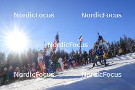 16.12.2023, Lenzerheide, Switzerland (SUI): Alina Stremous (MDA), Noora Kaisa Keranen (FIN), Sara Andersson (SWE), (l-r) - IBU World Cup Biathlon, pursuit women, Lenzerheide (SUI). www.nordicfocus.com. © Manzoni/NordicFocus. Every downloaded picture is fee-liable.