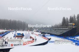 13.12.2023, Lenzerheide, Switzerland (SUI): Event Feature: Overview over the stadium with the grandstand - IBU World Cup Biathlon, training, Lenzerheide (SUI). www.nordicfocus.com. © Manzoni/NordicFocus. Every downloaded picture is fee-liable.
