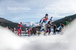 01.01.2023, Val Mustair, Switzerland (SUI): Heidi Weng (NOR), Teresa Stadlober (AUT), Moa Ilar (SWE), Julie Myhre (NOR), (l-r)  - FIS world cup cross-country, tour de ski, pursuit, Val Mustair (SUI). www.nordicfocus.com. © Modica/NordicFocus. Every downloaded picture is fee-liable.
