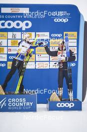 27.01.2023, Les Rousses, France (FRA): Ebba Andersson (SWE), Jessie Diggins (USA), (l-r)  - FIS world cup cross-country, 10km, Les Rousses (FRA). www.nordicfocus.com. © Thibaut/NordicFocus. Every downloaded picture is fee-liable.