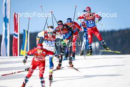 05.02.2023, Toblach, Italy (ITA): Federico Pellegrino (ITA), Richard Jouve (FRA), (l-r)  - FIS world cup cross-country, relay, Toblach (ITA). www.nordicfocus.com. © Modica/NordicFocus. Every downloaded picture is fee-liable.