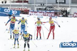 19.03.2023, Falun, Sweden (SWE): Markus Vuorela (FIN), Anni Alakoski (FIN), Nadine Faehndrich (SUI), Cyril Faehndrich (SUI), (l-r)  - FIS world cup cross-country, mixed relay, Falun (SWE). www.nordicfocus.com. © Modica/NordicFocus. Every downloaded picture is fee-liable.