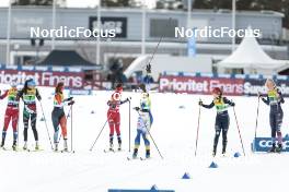19.03.2023, Falun, Sweden (SWE): Ingvild Flugstad Oestberg (NOR), Caterina Ganz (ITA), Katherine Stewart-Jones (CAN), Heidi Weng (NOR), Moa Ilar (SWE), Katharina Hennig (GER), Hailey Swirbul (USA), (l-r)  - FIS world cup cross-country, mixed relay, Falun (SWE). www.nordicfocus.com. © Modica/NordicFocus. Every downloaded picture is fee-liable.