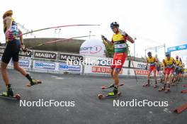 04.08.2023, Sandnes, Norway (NOR): Even Northug (NOR), Paal Golberg (NOR), Haavard Solaas Taugboel (NOR), (l-r) - BLINK23 Festival Cross-Country - Sandnes (NOR). www.nordicfocus.com. © Manzoni/NordicFocus. Every downloaded picture is fee-liable.