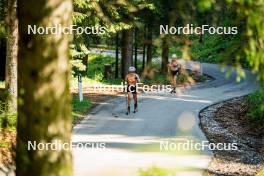 20.07.2023, Lavaze, Italy (ITA): Katharina Hennig (GER), Victoria Carl (GER), (l-r)  - Cross-Country summer training, Lavaze (ITA). www.nordicfocus.com. © Barbieri/NordicFocus. Every downloaded picture is fee-liable.