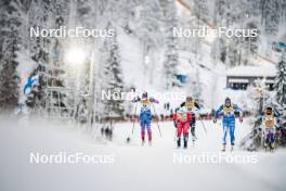 24.11.2023, Ruka, Finland (FIN): Julia Kern (USA), Ane Appelkvist Stenseth (NOR), Anni Alakoski (FIN), Katri Lylynpera (FIN), Tereza Beranova (CZE), Frida Karlsson (SWE), (l-r)  - FIS world cup cross-country, individual sprint, Ruka (FIN). www.nordicfocus.com. © Modica/NordicFocus. Every downloaded picture is fee-liable.