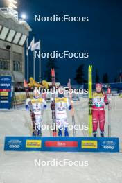 24.11.2023, Ruka, Finland (FIN): Jonna Sundling (SWE), Emma Ribom (SWE), Kristine Stavaas Skistad (NOR), (l-r) - FIS world cup cross-country, individual sprint, Ruka (FIN). www.nordicfocus.com. © Modica/NordicFocus. Every downloaded picture is fee-liable.