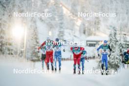 24.11.2023, Ruka, Finland (FIN): Haavard Solaas Taugboel (NOR), Matz William Jenssen (NOR), Martin Himma (EST), (l-r)  - FIS world cup cross-country, individual sprint, Ruka (FIN). www.nordicfocus.com. © Modica/NordicFocus. Every downloaded picture is fee-liable.