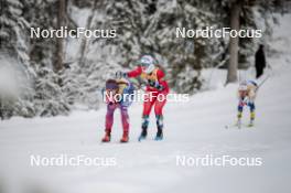 24.11.2023, Ruka, Finland (FIN): Julia Kern (USA), Ane Appelkvist Stenseth (NOR), (l-r)  - FIS world cup cross-country, individual sprint, Ruka (FIN). www.nordicfocus.com. © Modica/NordicFocus. Every downloaded picture is fee-liable.