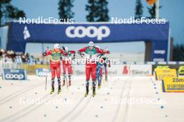 24.11.2023, Ruka, Finland (FIN): Johannes Hoesflot Klaebo (NOR), Erik Valnes (NOR), (l-r)  - FIS world cup cross-country, individual sprint, Ruka (FIN). www.nordicfocus.com. © Modica/NordicFocus. Every downloaded picture is fee-liable.