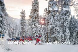26.11.2023, Ruka, Finland (FIN): Mika Vermeulen (AUT), Paal Golberg (NOR), Harald Oestberg Amundsen (NOR), Simen Hegstad Krueger (NOR), (l-r)  - FIS world cup cross-country, mass, Ruka (FIN). www.nordicfocus.com. © Modica/NordicFocus. Every downloaded picture is fee-liable.