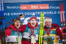 26.11.2023, Ruka, Finland (FIN): Michal Novak (CZE), Jan Thomas Jenssen (NOR), Harald Oestberg Amundsen (NOR), (l-r) - FIS world cup cross-country, mass, Ruka (FIN). www.nordicfocus.com. © Modica/NordicFocus. Every downloaded picture is fee-liable.