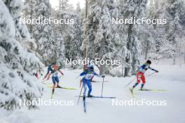 26.11.2023, Ruka, Finland (FIN): Patricija Eiduka (LAT), Julia Kern (USA), Vilma Ryytty (FIN), Katerina Janatova (CZE), (l-r)  - FIS world cup cross-country, mass, Ruka (FIN). www.nordicfocus.com. © Modica/NordicFocus. Every downloaded picture is fee-liable.