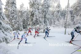 26.11.2023, Ruka, Finland (FIN): Emma Ribom (SWE), Moa Ilar (SWE), Lotta Udnes Weng (NOR), Anne Kjersti Kalvaa (NOR), Delphine Claudel (FRA), (l-r)  - FIS world cup cross-country, mass, Ruka (FIN). www.nordicfocus.com. © Modica/NordicFocus. Every downloaded picture is fee-liable.