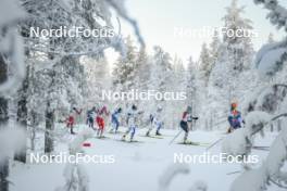 26.11.2023, Ruka, Finland (FIN): Flora Dolci (FRA), Moa Lundgren (SWE), Linn Svahn (SWE), Katherine Stewart-Jones (CAN), (l-r)  - FIS world cup cross-country, mass, Ruka (FIN). www.nordicfocus.com. © Modica/NordicFocus. Every downloaded picture is fee-liable.