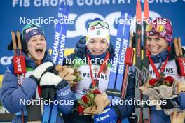 26.11.2023, Ruka, Finland (FIN): Jessie Diggins (USA), Moa Ilar (SWE), Rosie Brennan (USA), (l-r) - FIS world cup cross-country, mass, Ruka (FIN). www.nordicfocus.com. © Modica/NordicFocus. Every downloaded picture is fee-liable.