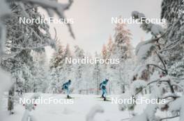 26.11.2023, Ruka, Finland (FIN): Niko Anttola (FIN), Joni Maki (FIN), (l-r)  - FIS world cup cross-country, mass, Ruka (FIN). www.nordicfocus.com. © Modica/NordicFocus. Every downloaded picture is fee-liable.