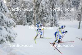 26.11.2023, Ruka, Finland (FIN): Kerttu Niskanen (FIN), Moa Lundgren (SWE), Jonna Sundling (SWE), (l-r)  - FIS world cup cross-country, mass, Ruka (FIN). www.nordicfocus.com. © Modica/NordicFocus. Every downloaded picture is fee-liable.