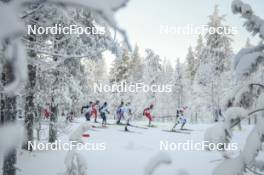 26.11.2023, Ruka, Finland (FIN): Moa Ilar (SWE), Heidi Weng (NOR), Ebba Andersson (SWE), (l-r)  - FIS world cup cross-country, mass, Ruka (FIN). www.nordicfocus.com. © Modica/NordicFocus. Every downloaded picture is fee-liable.