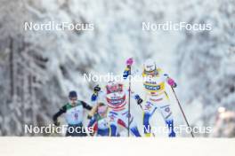 26.11.2023, Ruka, Finland (FIN): Ebba Andersson (SWE), Frida Karlsson (SWE), (l-r)  - FIS world cup cross-country, mass, Ruka (FIN). www.nordicfocus.com. © Modica/NordicFocus. Every downloaded picture is fee-liable.