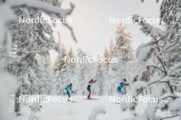 26.11.2023, Ruka, Finland (FIN): Kaarel Kasper Korge (EST), Spartak Voskanyan (ARM), Miska Poikkimaki (FIN), (l-r)  - FIS world cup cross-country, mass, Ruka (FIN). www.nordicfocus.com. © Modica/NordicFocus. Every downloaded picture is fee-liable.