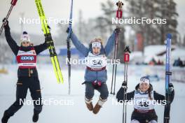 02.12.2023, Gaellivare, Sweden (SWE): Ebba Andersson (SWE), Jessie Diggins (USA), Moa Ilar (SWE), (l-r) - FIS world cup cross-country, 10km, Gaellivare (SWE). www.nordicfocus.com. © Modica/NordicFocus. Every downloaded picture is fee-liable.