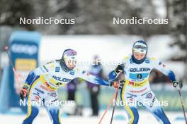 03.12.2023, Gaellivare, Sweden (SWE): Lisa Ingesson (SWE), Louise Lindstroem (SWE), (l-r)  - FIS world cup cross-country, relay, Gaellivare (SWE). www.nordicfocus.com. © Modica/NordicFocus. Every downloaded picture is fee-liable.