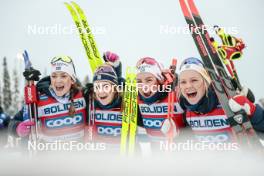 03.12.2023, Gaellivare, Sweden (SWE): Ebba Andersson (SWE), Moa Ilar (SWE), Moa Lundgren (SWE), Emma Ribom (SWE), (l-r)  - FIS world cup cross-country, relay, Gaellivare (SWE). www.nordicfocus.com. © Modica/NordicFocus. Every downloaded picture is fee-liable.