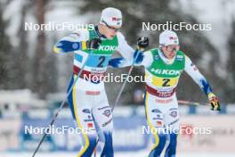 03.12.2023, Gaellivare, Sweden (SWE): Edvin Anger (SWE), Leo Johansson (SWE), (l-r)  - FIS world cup cross-country, relay, Gaellivare (SWE). www.nordicfocus.com. © Modica/NordicFocus. Every downloaded picture is fee-liable.