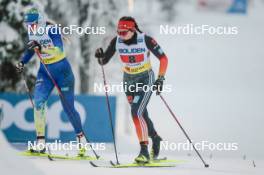 03.12.2023, Gaellivare, Sweden (SWE): Kseniya Shalygina (KAZ), Coletta Rydzek (GER), (l-r)  - FIS world cup cross-country, relay, Gaellivare (SWE). www.nordicfocus.com. © Modica/NordicFocus. Every downloaded picture is fee-liable.