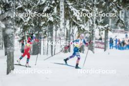 03.12.2023, Gaellivare, Sweden (SWE): Heidi Weng (NOR), Jessie Diggins (USA), (l-r)  - FIS world cup cross-country, relay, Gaellivare (SWE). www.nordicfocus.com. © Modica/NordicFocus. Every downloaded picture is fee-liable.