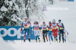 03.12.2023, Gaellivare, Sweden (SWE): Jessie Diggins (USA), Moa Lundgren (SWE), Heidi Weng (NOR), (l-r)  - FIS world cup cross-country, relay, Gaellivare (SWE). www.nordicfocus.com. © Modica/NordicFocus. Every downloaded picture is fee-liable.