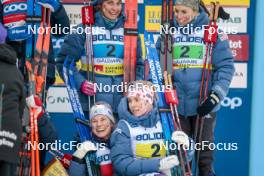 03.12.2023, Gaellivare, Sweden (SWE): Julia Kern (USA), Jessie Diggins (USA), Sophia Laukli (USA), Rosie Brennan (USA), (l-r)  - FIS world cup cross-country, relay, Gaellivare (SWE). www.nordicfocus.com. © Modica/NordicFocus. Every downloaded picture is fee-liable.