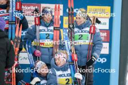 03.12.2023, Gaellivare, Sweden (SWE): Julia Kern (USA), Jessie Diggins (USA), Rosie Brennan (USA), Sophia Laukli (USA), (l-r)  - FIS world cup cross-country, relay, Gaellivare (SWE). www.nordicfocus.com. © Modica/NordicFocus. Every downloaded picture is fee-liable.