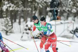 03.12.2023, Gaellivare, Sweden (SWE): Antoine Cyr (CAN), Adam Fellner (CZE), (l-r)  - FIS world cup cross-country, relay, Gaellivare (SWE). www.nordicfocus.com. © Modica/NordicFocus. Every downloaded picture is fee-liable.