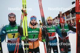 03.12.2023, Gaellivare, Sweden (SWE): Friedrich Moch (GER), Albert Kuchler (GER), Janosch Brugger (GER), Anian Sossau (GER), (l-r)  - FIS world cup cross-country, relay, Gaellivare (SWE). www.nordicfocus.com. © Modica/NordicFocus. Every downloaded picture is fee-liable.