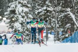 03.12.2023, Gaellivare, Sweden (SWE): Paolo Ventura (ITA), Olivier Leveille (CAN), (l-r)  - FIS world cup cross-country, relay, Gaellivare (SWE). www.nordicfocus.com. © Modica/NordicFocus. Every downloaded picture is fee-liable.