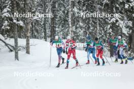 03.12.2023, Gaellivare, Sweden (SWE): Ben Ogden (USA), Paal Golberg (NOR), Lauri Lepisto (FIN), Michal Novak (CZE), Luke Jager (USA), Alvar Myhlback (SWE), (l-r)  - FIS world cup cross-country, relay, Gaellivare (SWE). www.nordicfocus.com. © Modica/NordicFocus. Every downloaded picture is fee-liable.