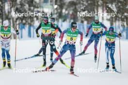 03.12.2023, Gaellivare, Sweden (SWE): Gustaf Berglund (SWE), Friedrich Moch (GER), Scott Patterson (USA), Remi Lindholm (FIN), (l-r)  - FIS world cup cross-country, relay, Gaellivare (SWE). www.nordicfocus.com. © Modica/NordicFocus. Every downloaded picture is fee-liable.