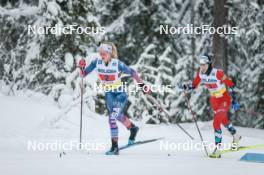 03.12.2023, Gaellivare, Sweden (SWE): Jessie Diggins (USA), Heidi Weng (NOR), (l-r)  - FIS world cup cross-country, relay, Gaellivare (SWE). www.nordicfocus.com. © Modica/NordicFocus. Every downloaded picture is fee-liable.