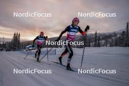 01.12.2023, Gaellivare, Sweden (SWE): Laura Gimmler (GER), Coletta Rydzeck (GER), (l-r)  - FIS world cup cross-country, training, Gaellivare (SWE). www.nordicfocus.com. © Modica/NordicFocus. Every downloaded picture is fee-liable.